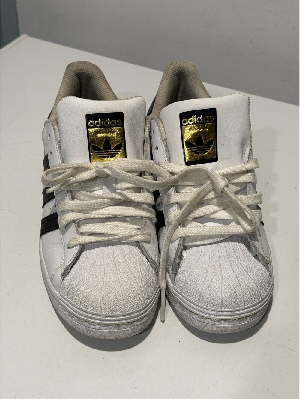 Adidas Originals Superstar Men's Size 8 White Gold Black Shell Top Shoe EG4958